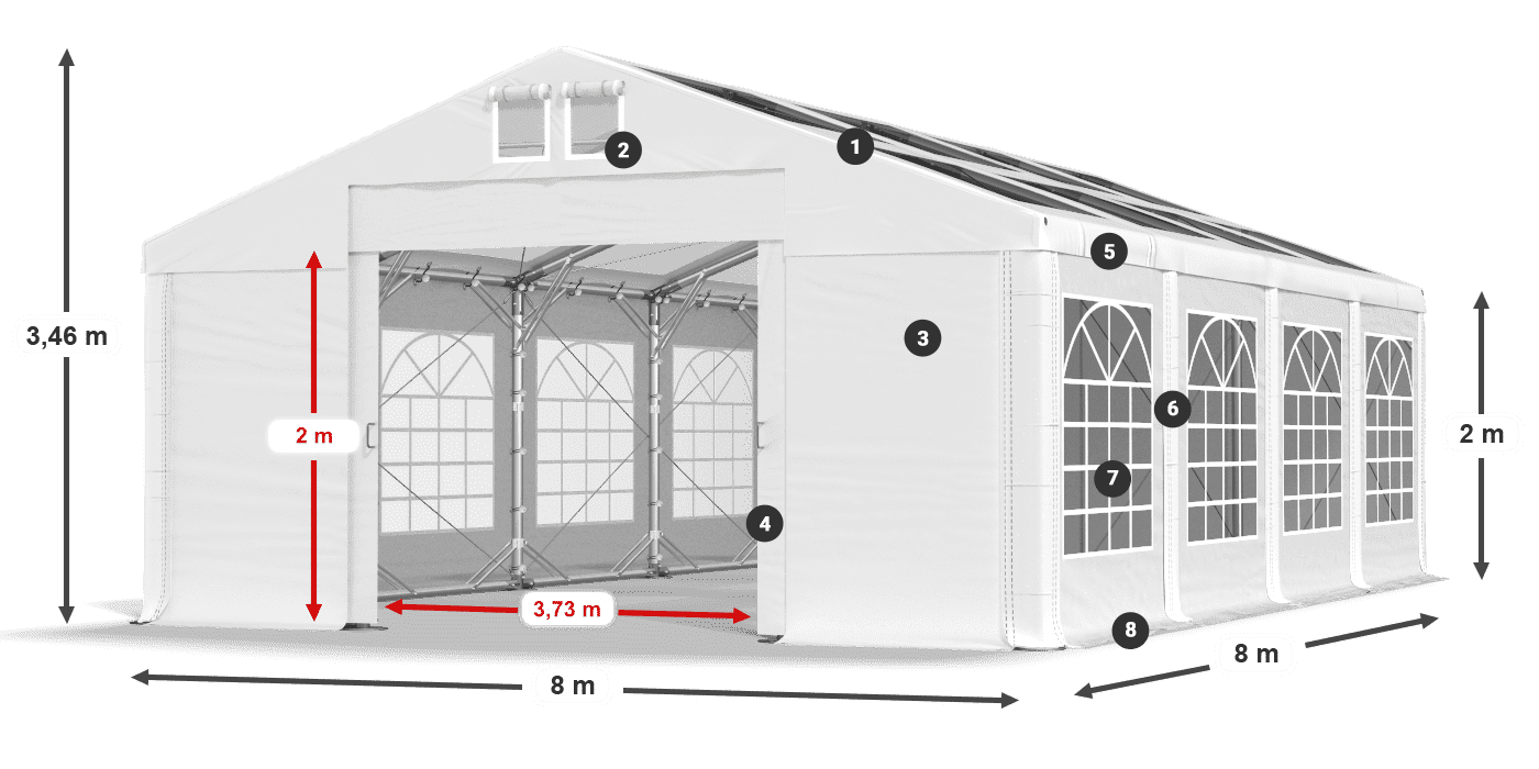 Streha: MS T 580 PVC Stene: FR 620 PVC 2 m legenda