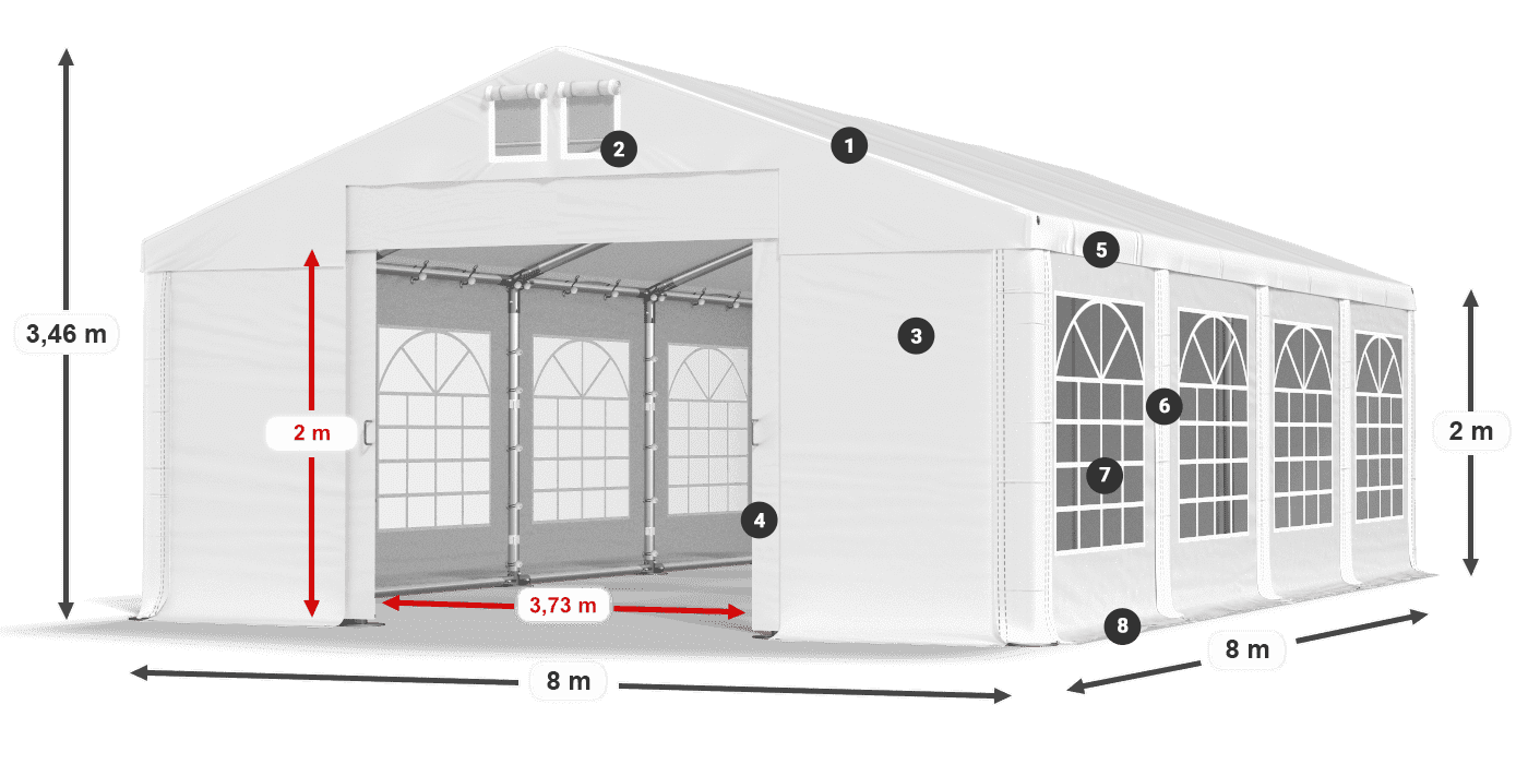 Streha: MS 580 PVC Stene: FR 620 PVC 2 m legenda