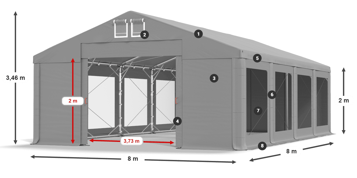 Streha: MS 580 PVC Stene: MS 580 PVC 2 m legenda