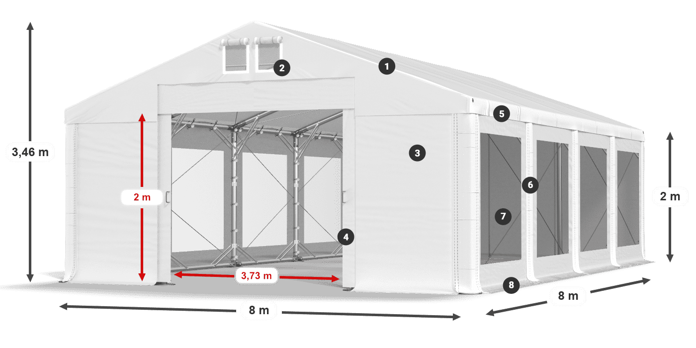Streha: MS 580 PVC Stene: MS 580 PVC 2 m legenda