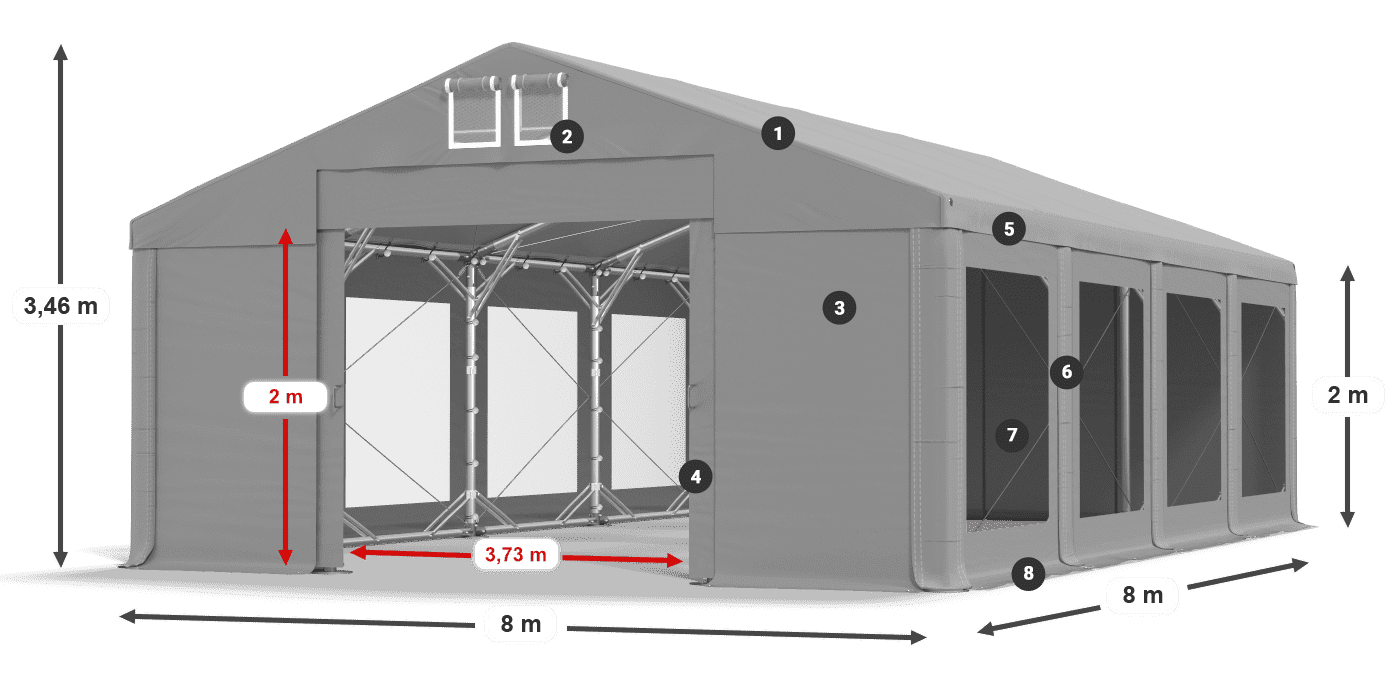 Streha: MS 580 PVC Stene: MS 580 PVC 2 m legenda