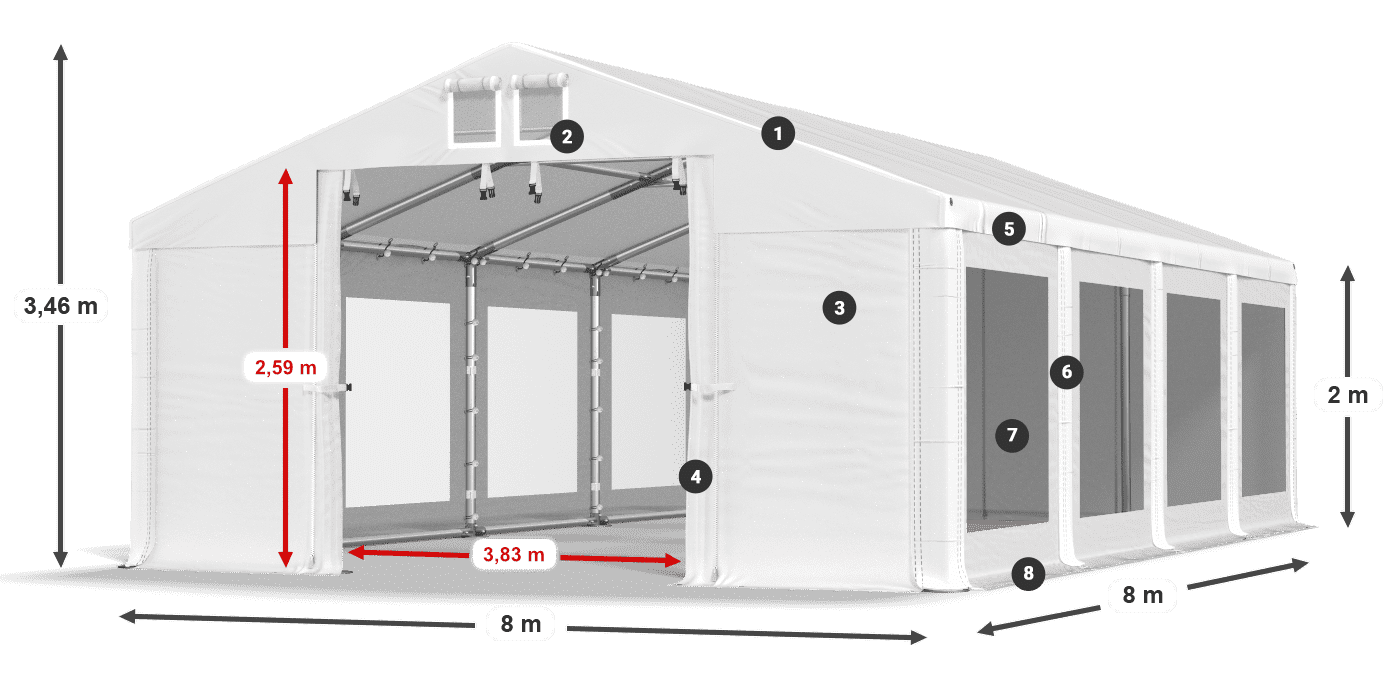 Streha: MS 580 PVC Stene: MS 580 PVC 2 m legenda