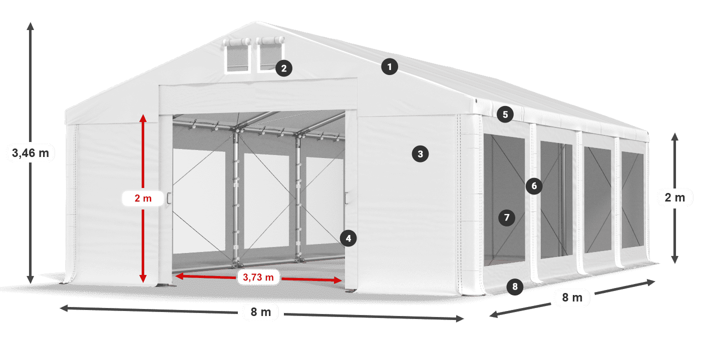Streha: MS 580 PVC Stene: MS 580 PVC 2 m legenda