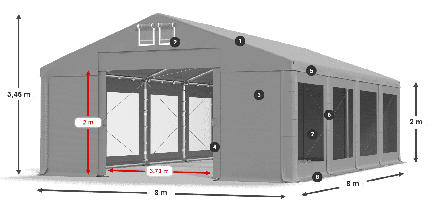 Streha: MS 580 PVC Stene: MS 580 PVC 2 m legenda