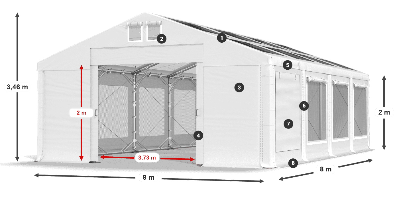 Streha: MS T 580 PVC Stene: SDM 500 PVC 2 m legenda
