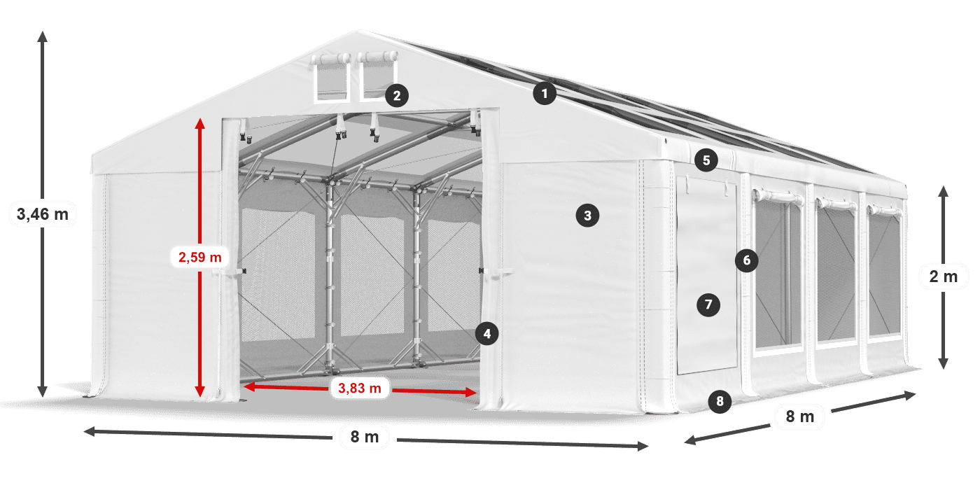 Streha: MS T 580 PVC Stene: SDM 500 PVC 2 m legenda