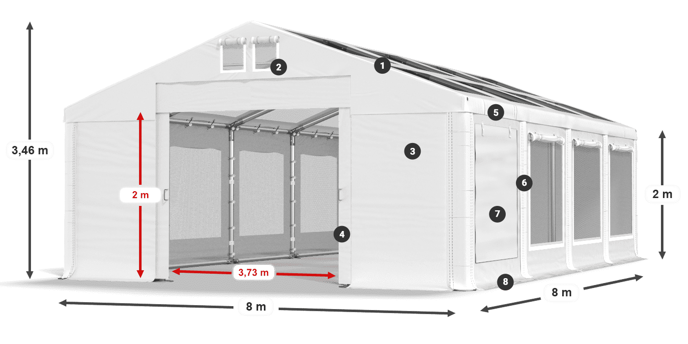 Streha: MS T 580 PVC Stene: SDM 500 PVC 2 m legenda
