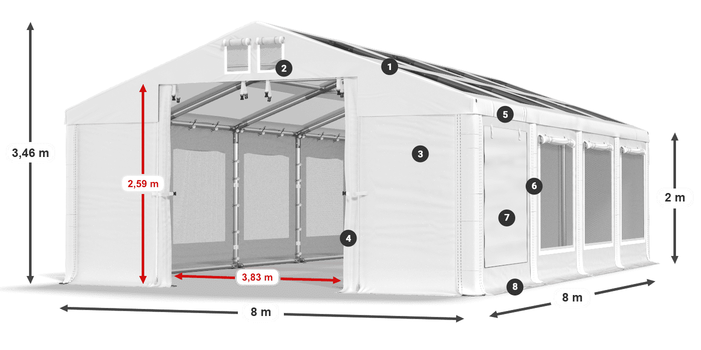 Streha: MS T 580 PVC Stene: SDM 500 PVC 2 m legenda