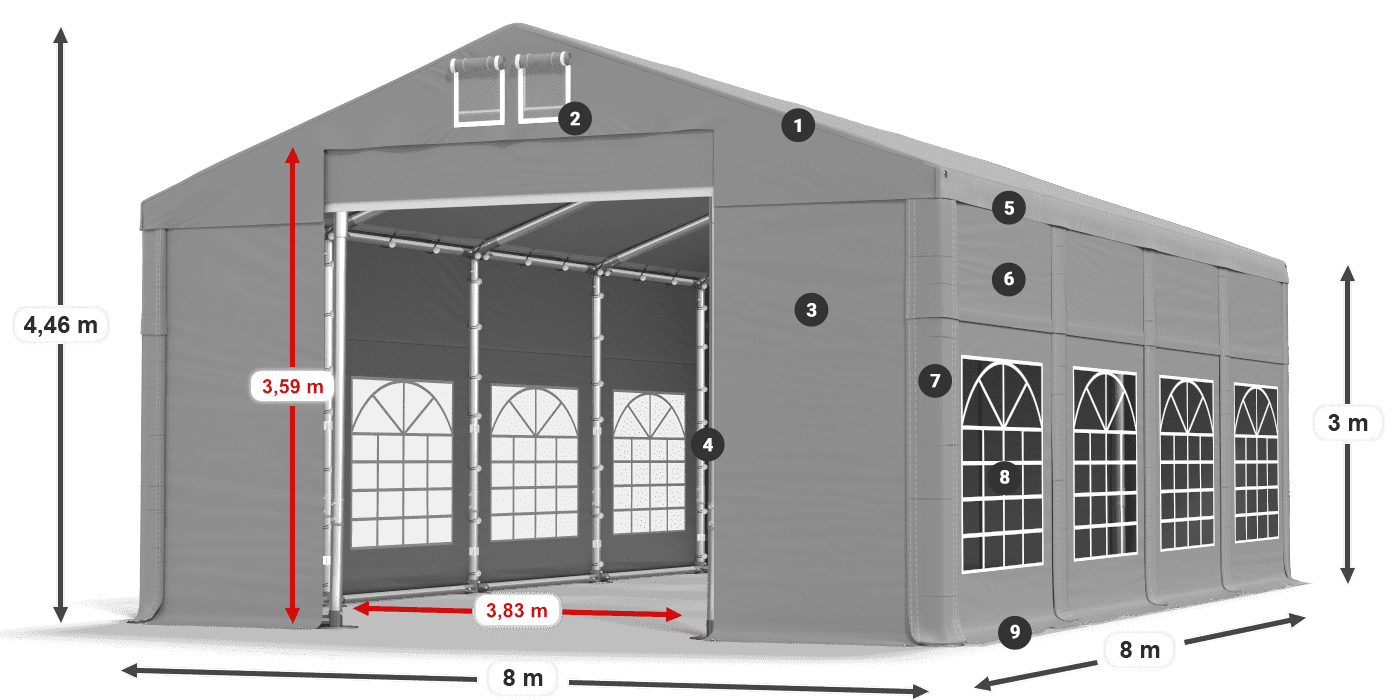 Streha: FR 620 PVC Stene: SD 500 PVC 3 m legenda