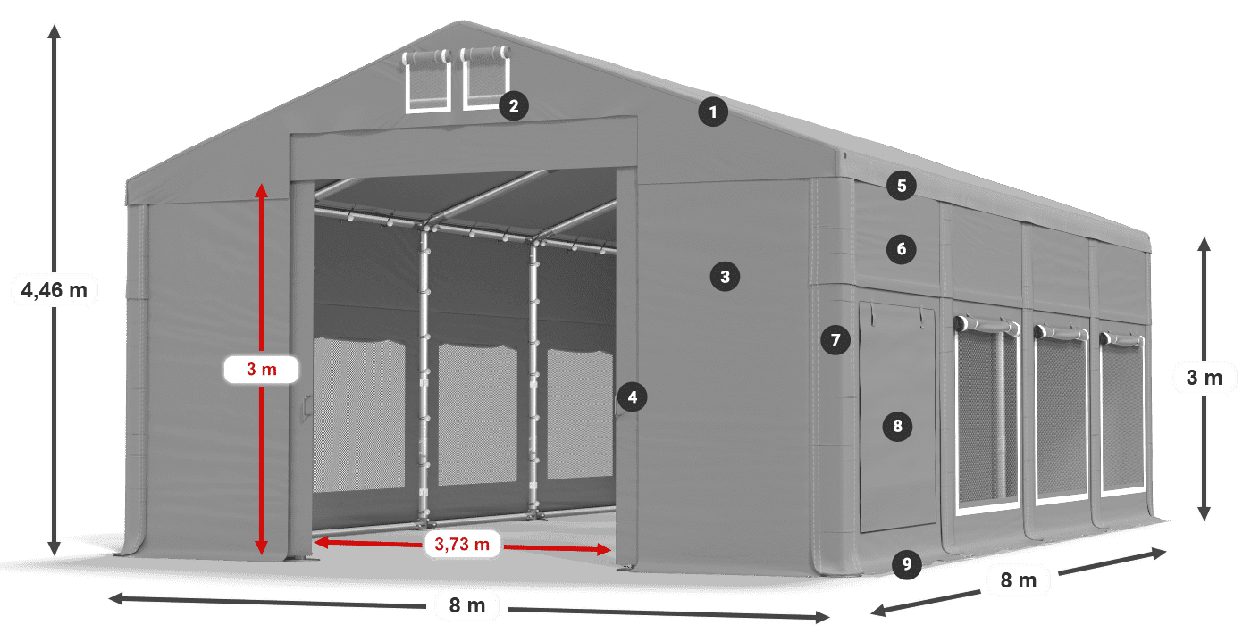 Streha: FR 620 PVC Stene: SD 500 PVC 3 m legenda