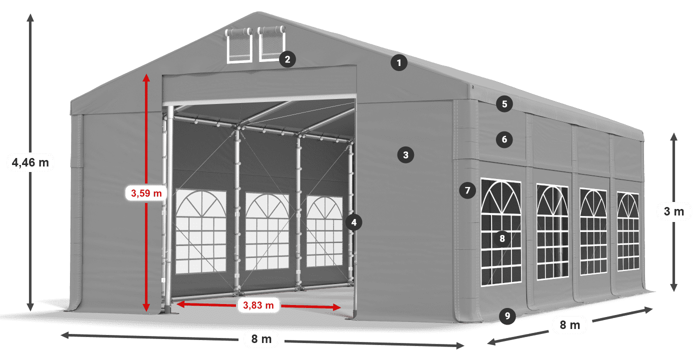 Streha: FR 620 PVC Stene: SD 500 PVC 3 m legenda