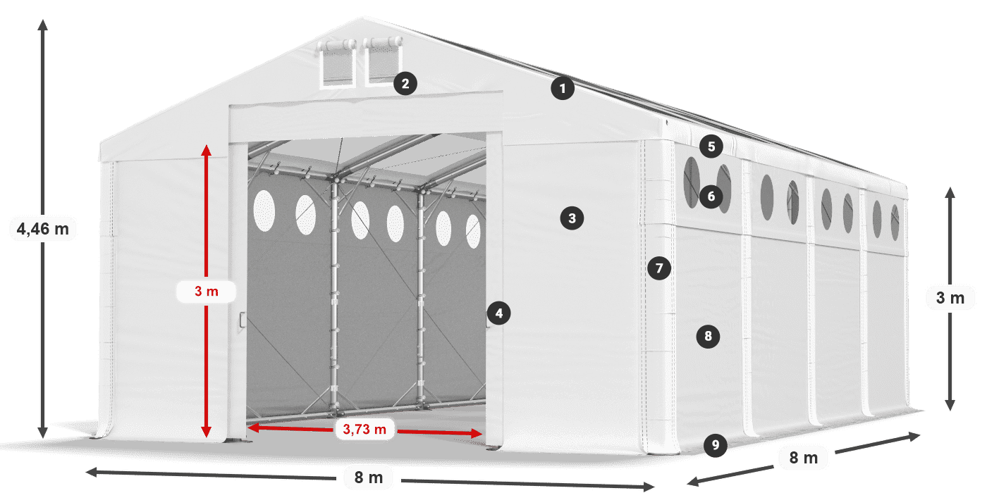 Streha: MS T 580 PVC Stene: FR O 620 PVC 3 m legenda