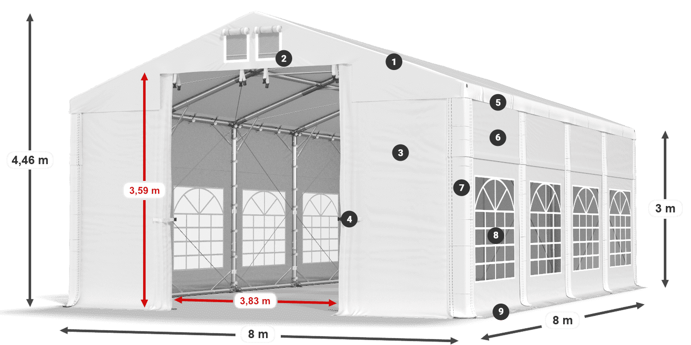 Streha: MS 580 PVC Stene: FR 620 PVC 3 m legenda