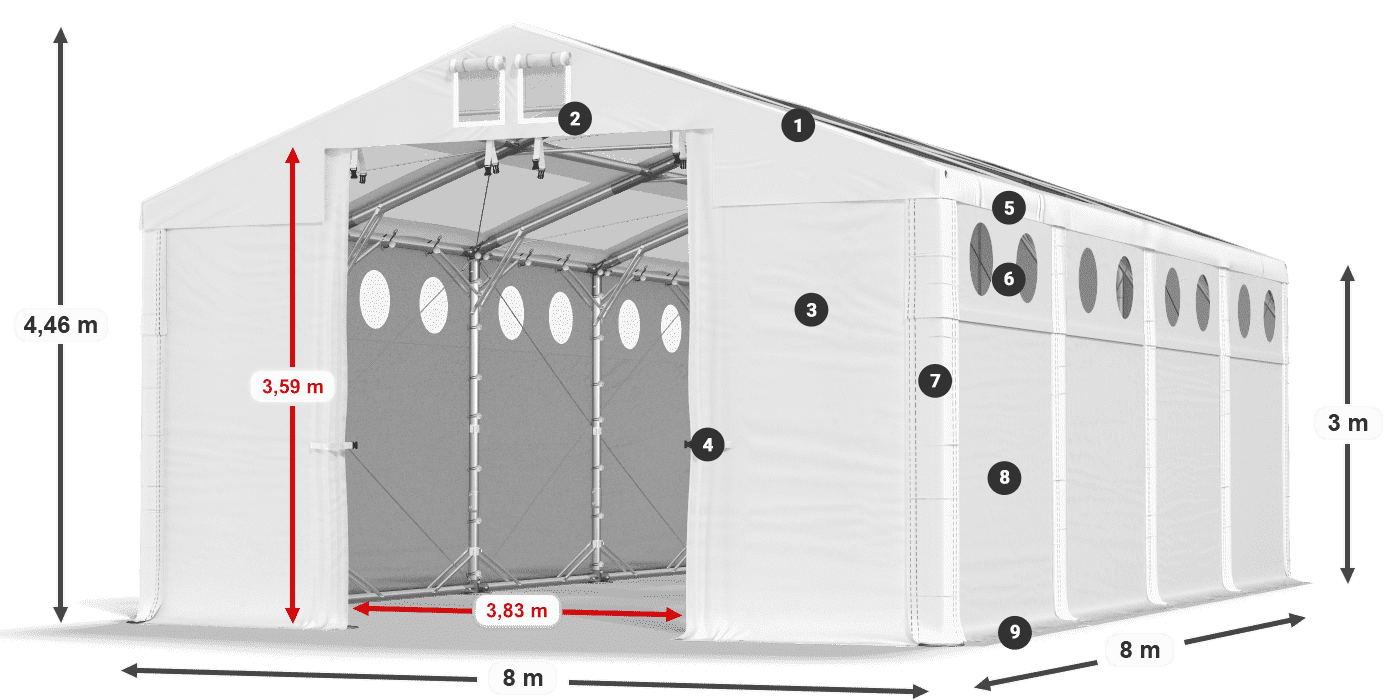 Streha: MS T 580 PVC Stene: FR O 620 PVC 3 m legenda