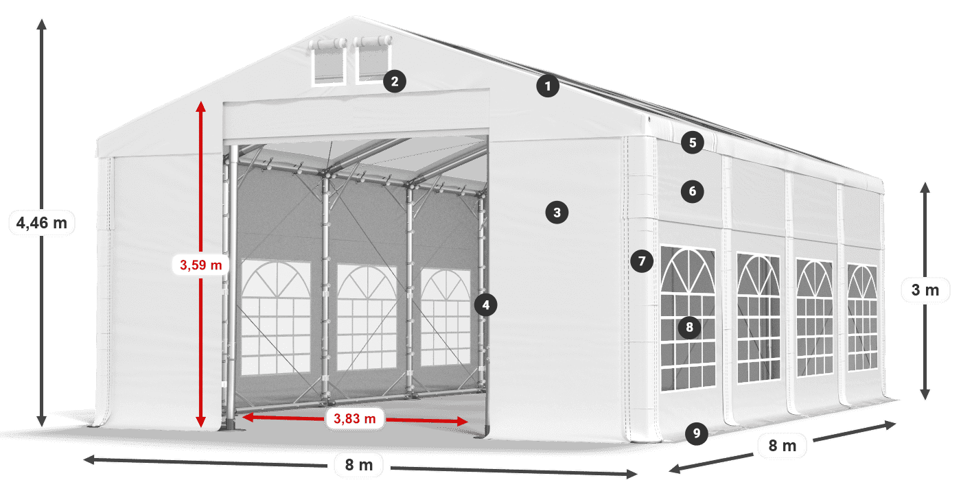 Streha: MS T 580 PVC Stene: SD I 500 PVC 3 m Legenda
