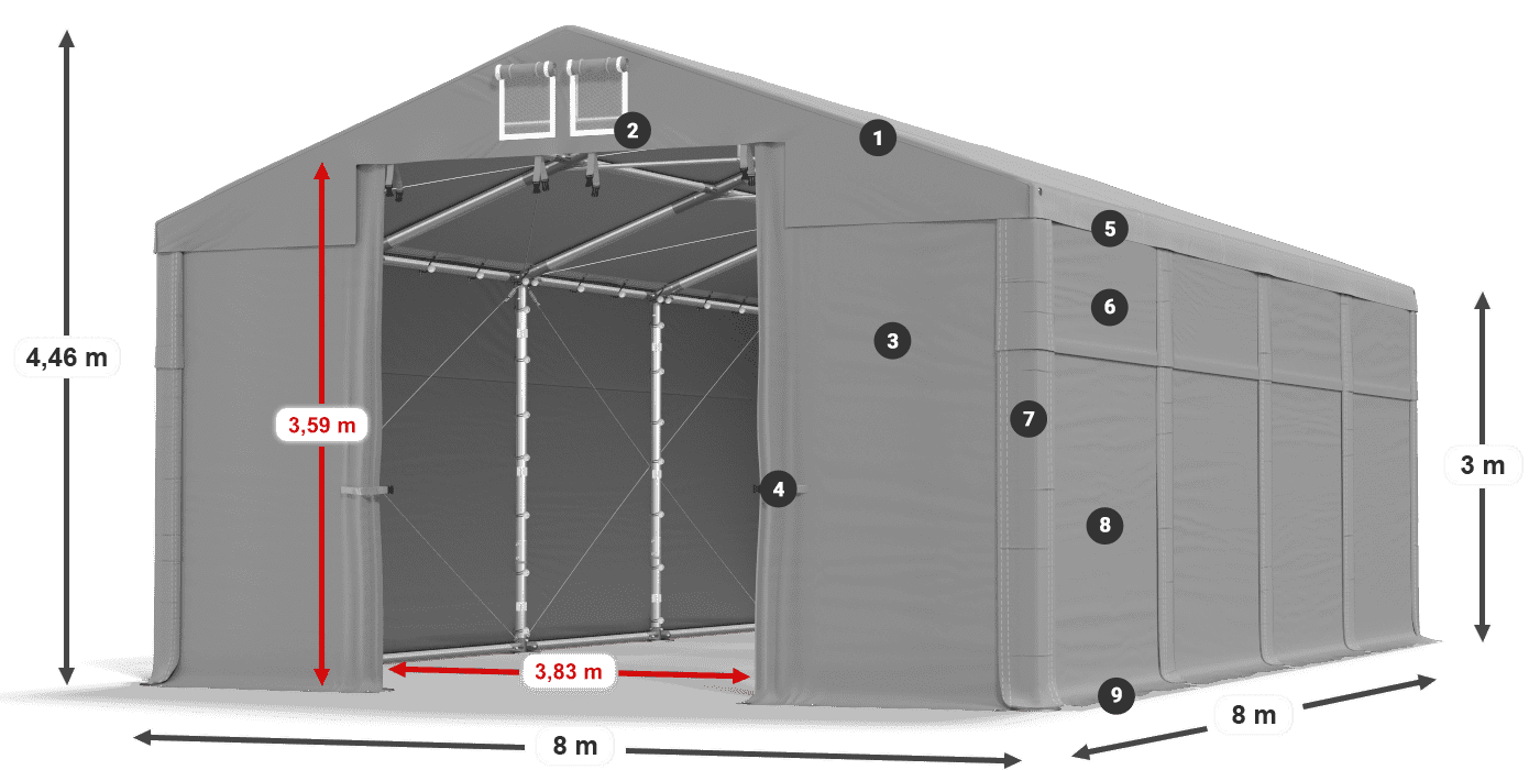 Streha: SD 560 PVC Stene: FR 620 PVC Legenda 3m