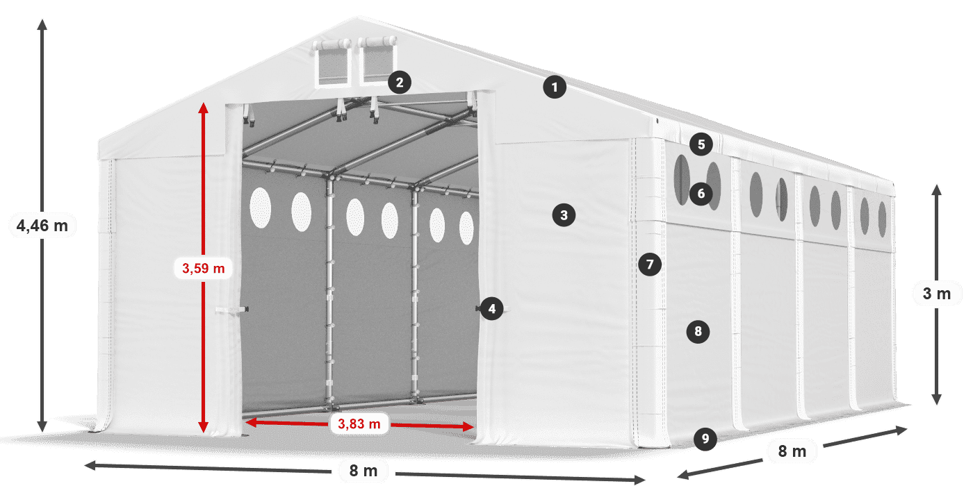 Streha: SD 560 PVC Stene: MS O 580 PVC Legenda 3m