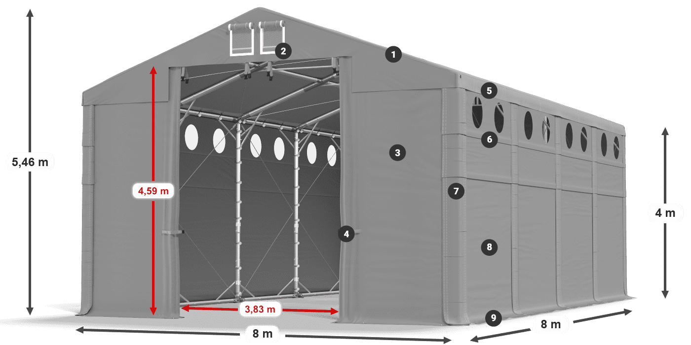 Streha: FR 620 PVC Stene: SD O 500 PVC 4 m legenda