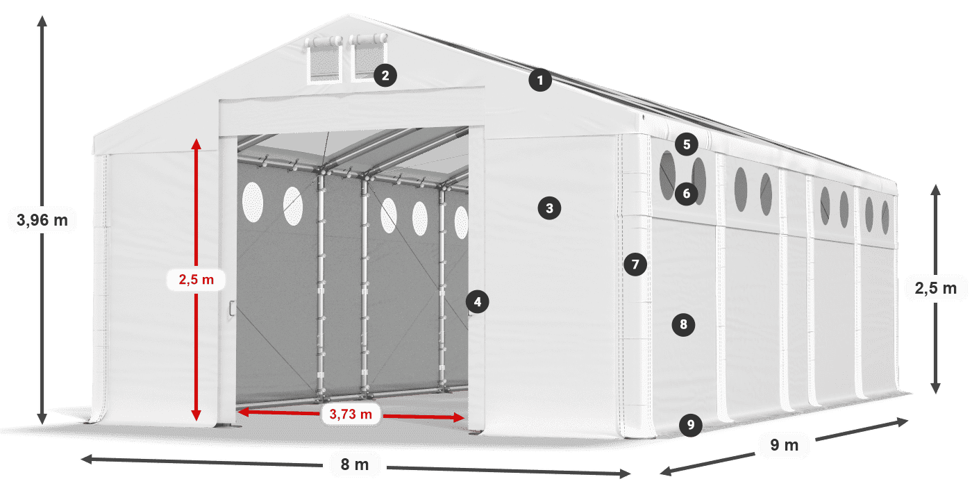 Streha: MS T 580 PVC Stene: SD O 500 PVC 2,5 m legenda