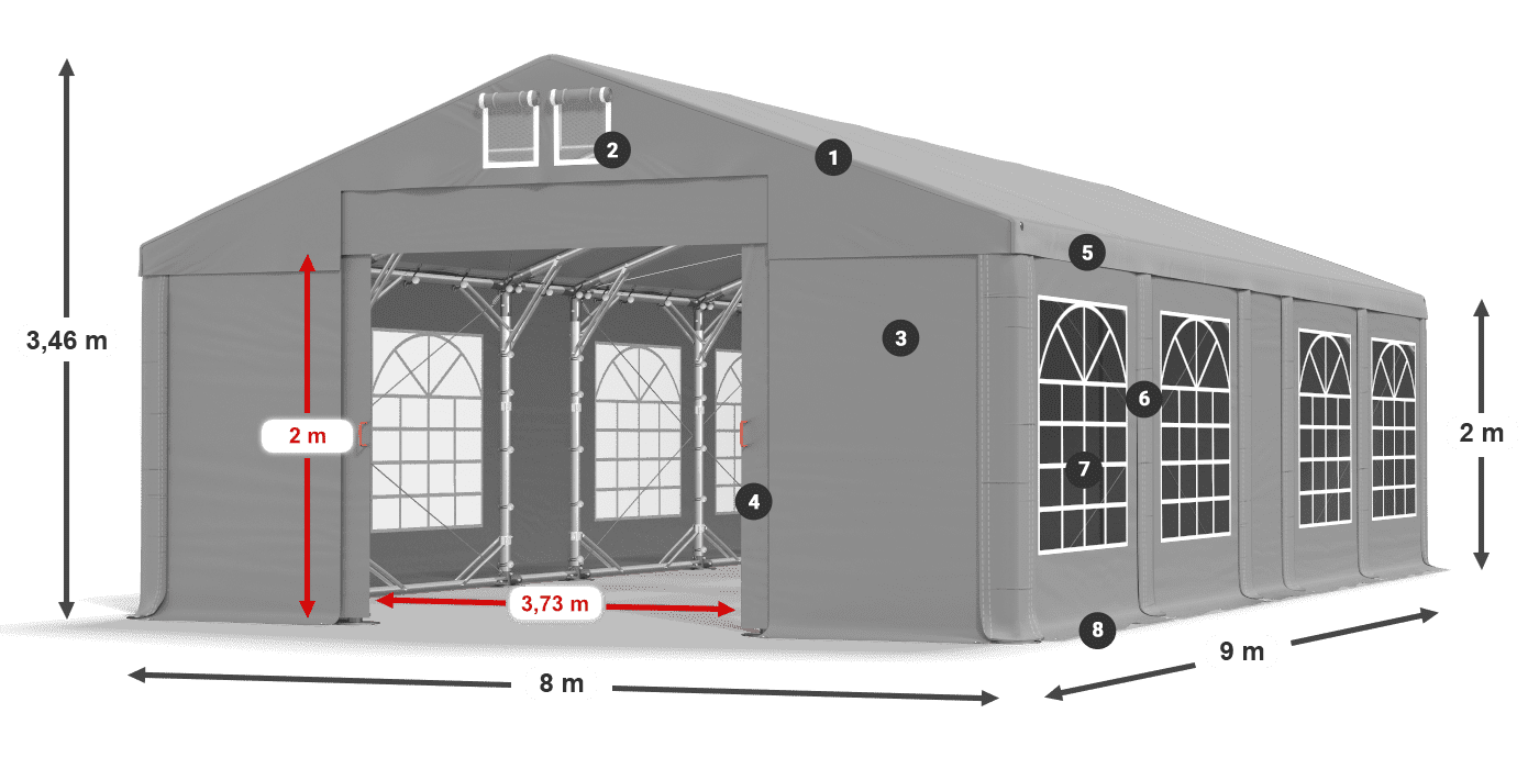 Streha: FR 620 PVC Stene: SD 500 PVC 2 m legenda