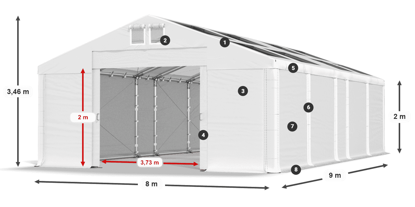 Streha: MS T 580 PVC Stene: FR 620 PVC 2 m legenda