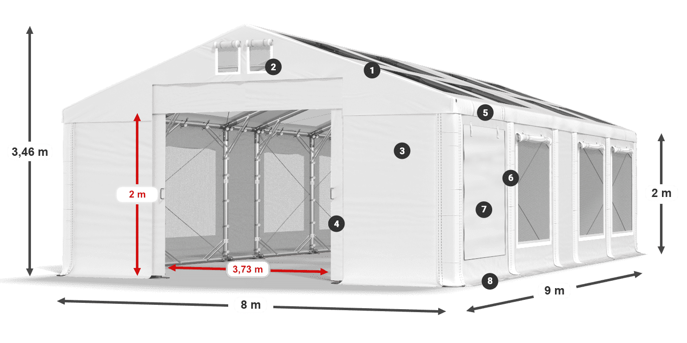 Streha: MS T 580 PVC Stene: SDM 500 PVC 2 m legenda