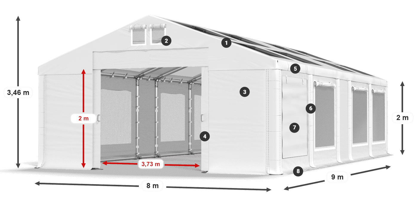 Streha: MS T 580 PVC Stene: SDM 500 PVC 2 m legenda