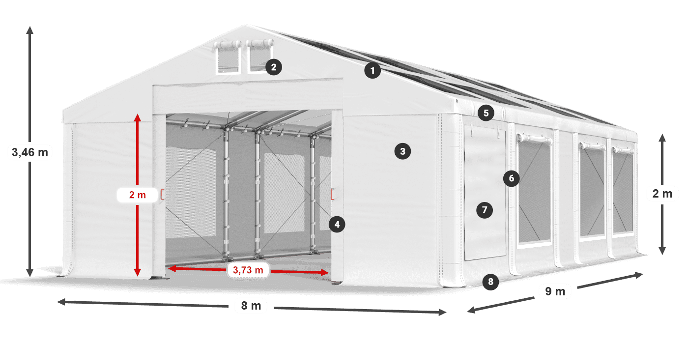 Streha: MS T 580 PVC Stene: SDM 500 PVC 2 m legenda