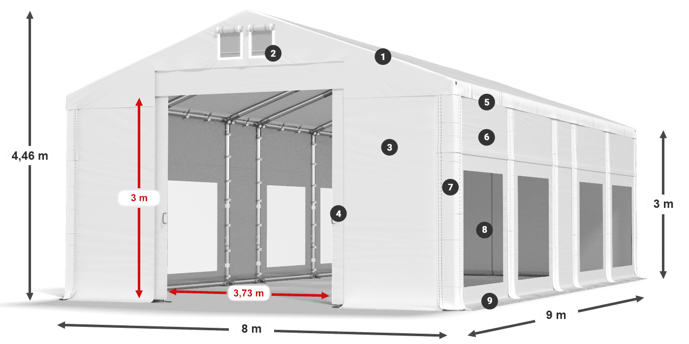 Streha: FR 620 PVC Stene: MS 580 PVC 3 m legenda