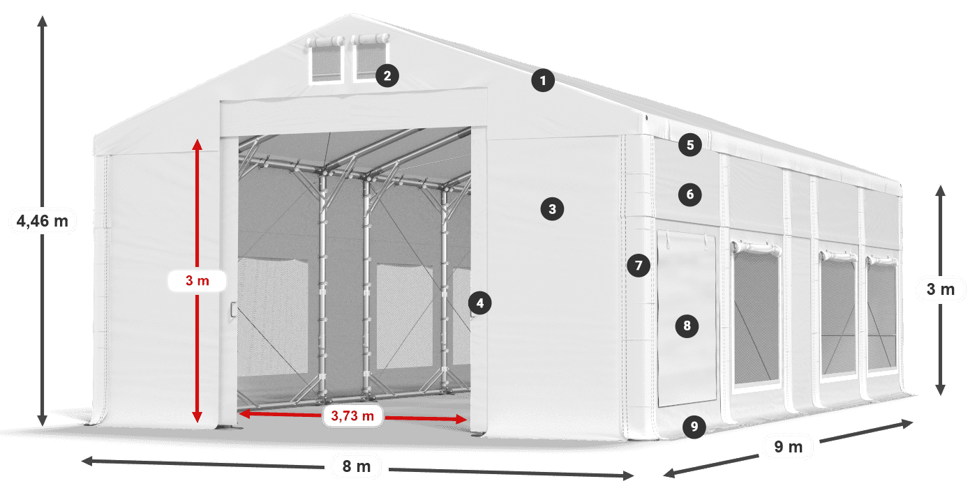 Streha: FR 620 PVC Stene: SD 500 PVC 3 m legenda