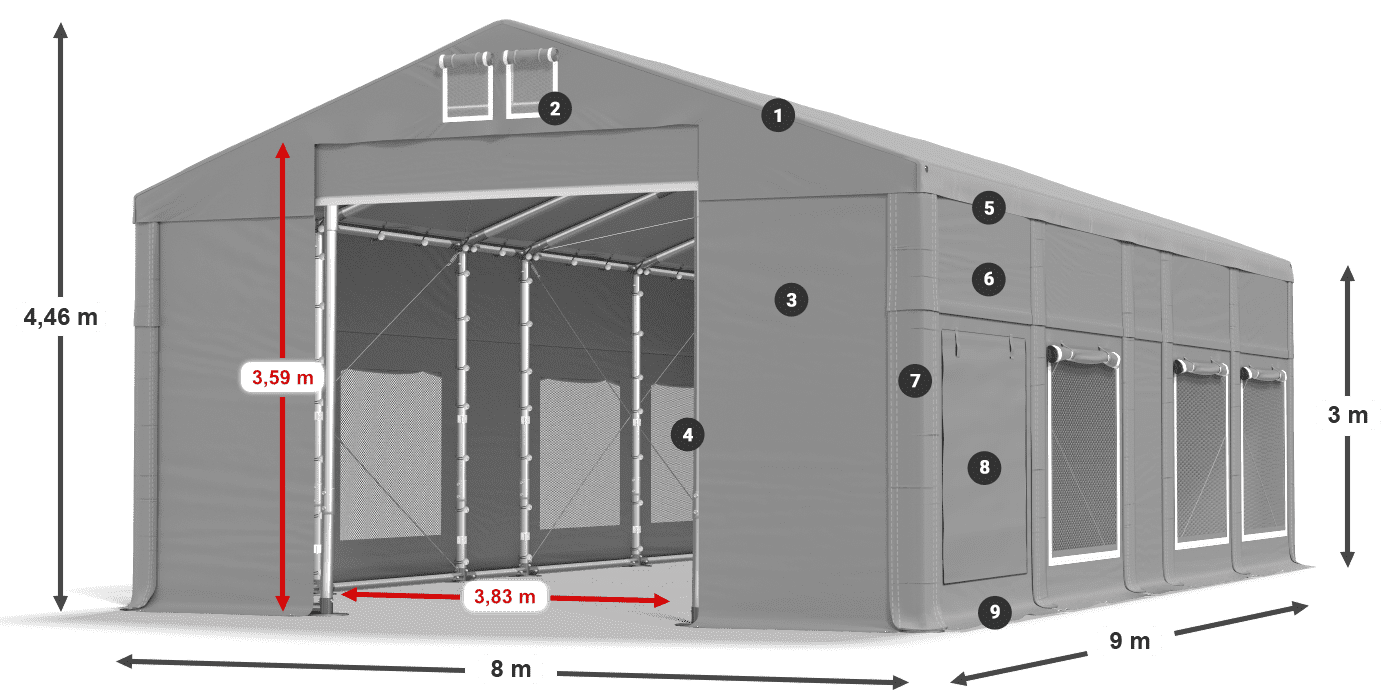 Streha: MS 580 PVC Stene: SD M 500 PVC 3 m legenda