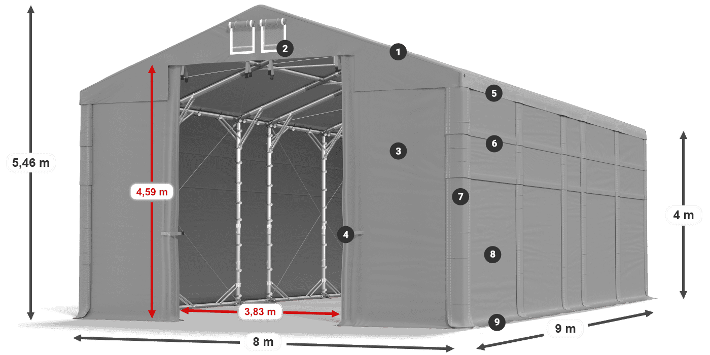 Streha: FR 620 PVC Stene: SD 500 PVC 4 m legenda